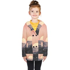 Sunset Sky Sun Graphics Kids  Double Breasted Button Coat