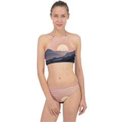 Sunset Sky Sun Graphics Racer Front Bikini Set