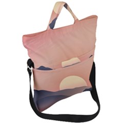 Sunset Sky Sun Graphics Fold Over Handle Tote Bag