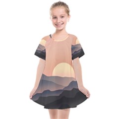 Sunset Sky Sun Graphics Kids  Smock Dress