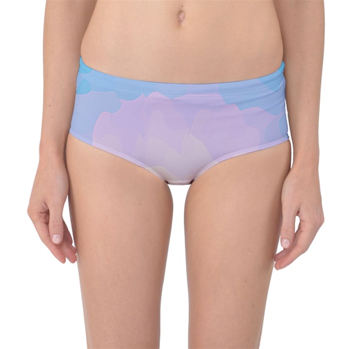 Sunrise Sunset Colours Background Mid-Waist Bikini Bottoms