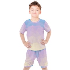 Sunrise Sunset Colours Background Kids  Tee And Shorts Set by HermanTelo