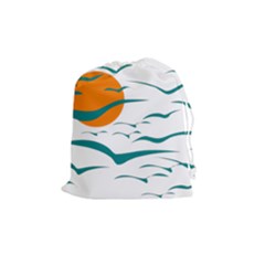 Sunset Glow Sun Birds Flying Drawstring Pouch (medium)