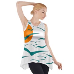 Sunset Glow Sun Birds Flying Side Drop Tank Tunic