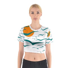 Sunset Glow Sun Birds Flying Cotton Crop Top by HermanTelo