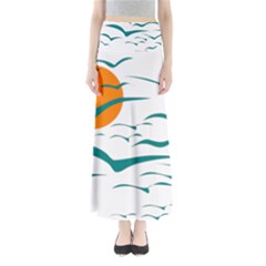 Sunset Glow Sun Birds Flying Full Length Maxi Skirt