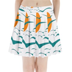 Sunset Glow Sun Birds Flying Pleated Mini Skirt