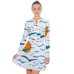 Sunset Glow Sun Birds Flying Long Sleeve Panel Dress