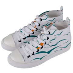 Sunset Glow Sun Birds Flying Women s Mid-top Canvas Sneakers