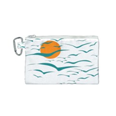 Sunset Glow Sun Birds Flying Canvas Cosmetic Bag (small)