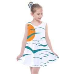 Sunset Glow Sun Birds Flying Kids  Summer Dress