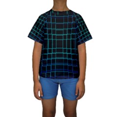 Texture Lines Background Kids  Short Sleeve Swimwear