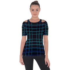 Texture Lines Background Shoulder Cut Out Short Sleeve Top