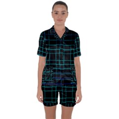 Texture Lines Background Satin Short Sleeve Pyjamas Set by HermanTelo