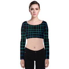 Texture Lines Background Velvet Long Sleeve Crop Top