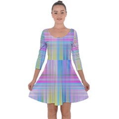 Texture Abstract Squqre Chevron Quarter Sleeve Skater Dress