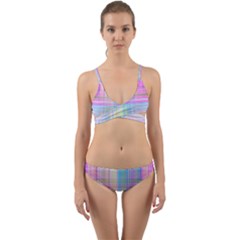 Texture Abstract Squqre Chevron Wrap Around Bikini Set