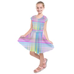 Texture Abstract Squqre Chevron Kids  Short Sleeve Dress