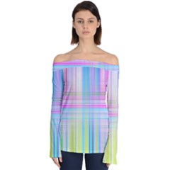 Texture Abstract Squqre Chevron Off Shoulder Long Sleeve Top