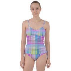 Texture Abstract Squqre Chevron Sweetheart Tankini Set