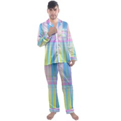 Texture Abstract Squqre Chevron Men s Satin Pajamas Long Pants Set