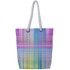 Texture Abstract Squqre Chevron Full Print Rope Handle Tote (small) by HermanTelo