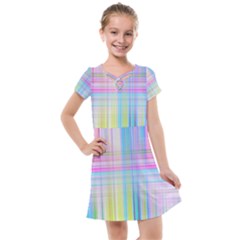 Texture Abstract Squqre Chevron Kids  Cross Web Dress by HermanTelo