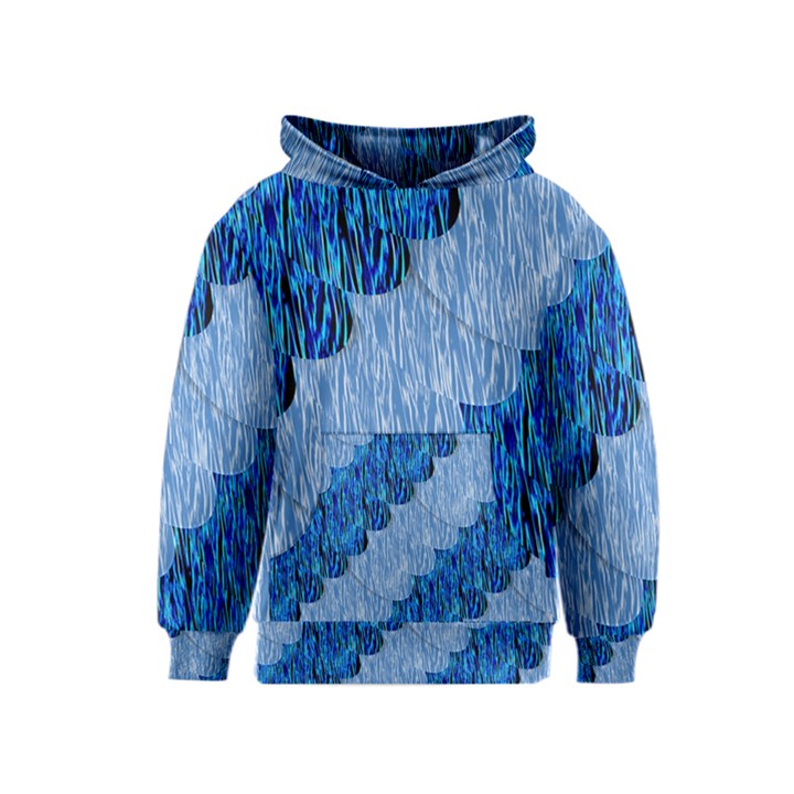 Texture Surface Blue Shapes Kids  Pullover Hoodie