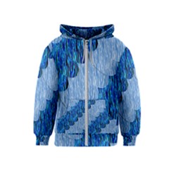 Texture Surface Blue Shapes Kids  Zipper Hoodie by HermanTelo