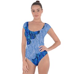 Texture Surface Blue Shapes Short Sleeve Leotard 