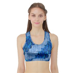 Texture Surface Blue Shapes Sports Bra With Border by HermanTelo