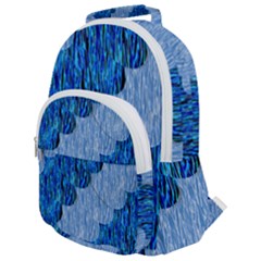 Texture Surface Blue Shapes Rounded Multi Pocket Backpack