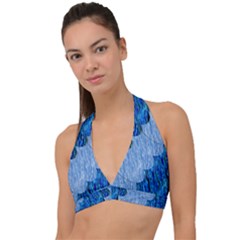 Texture Surface Blue Shapes Halter Plunge Bikini Top