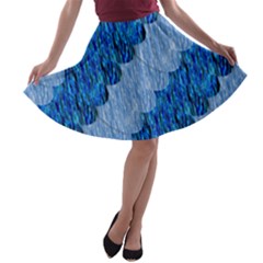 Texture Surface Blue Shapes A-line Skater Skirt by HermanTelo