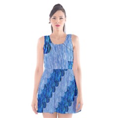 Texture Surface Blue Shapes Scoop Neck Skater Dress