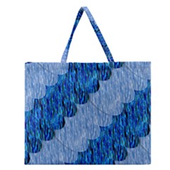 Texture Surface Blue Shapes Zipper Large Tote Bag