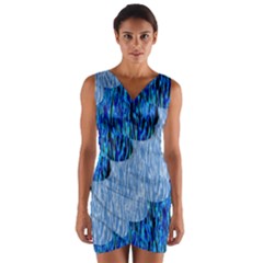 Texture Surface Blue Shapes Wrap Front Bodycon Dress by HermanTelo