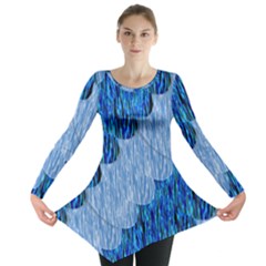 Texture Surface Blue Shapes Long Sleeve Tunic  by HermanTelo