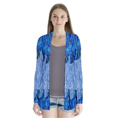 Texture Surface Blue Shapes Drape Collar Cardigan