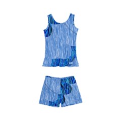 Texture Surface Blue Shapes Kids  Boyleg Swimsuit