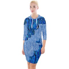 Texture Surface Blue Shapes Quarter Sleeve Hood Bodycon Dress