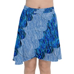 Texture Surface Blue Shapes Chiffon Wrap Front Skirt