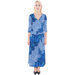 Texture Surface Blue Shapes Quarter Sleeve Wrap Maxi Dress