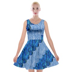 Texture Surface Blue Shapes Velvet Skater Dress