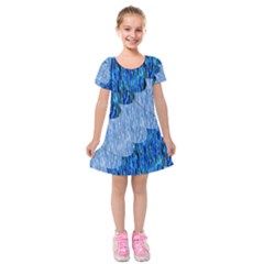 Texture Surface Blue Shapes Kids  Short Sleeve Velvet Dress