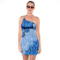 Texture Surface Blue Shapes One Soulder Bodycon Dress