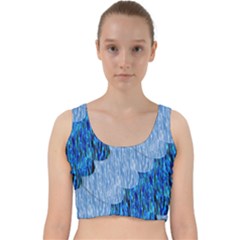 Texture Surface Blue Shapes Velvet Racer Back Crop Top by HermanTelo