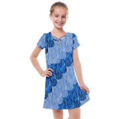 Texture Surface Blue Shapes Kids  Cross Web Dress by HermanTelo