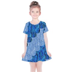 Texture Surface Blue Shapes Kids  Simple Cotton Dress