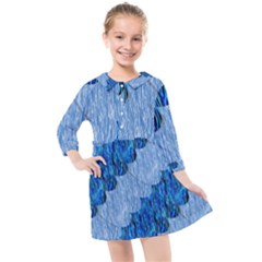 Texture Surface Blue Shapes Kids  Quarter Sleeve Shirt Dress